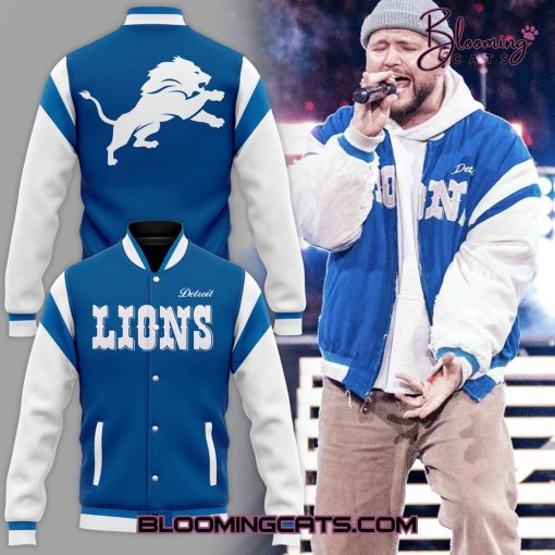 Detroit Lions x Quinn XCII Limited Edition Blue Baseball Jacket