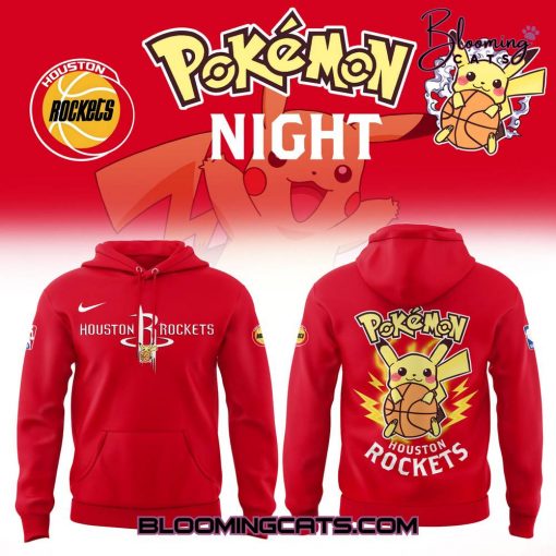 Houston Rockets x Pokemon Night 2025 Limited Edition Red Hoodie