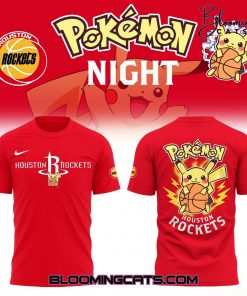 Houston Rockets x Pokemon Night 2025 Limited Edition Red T-shirt