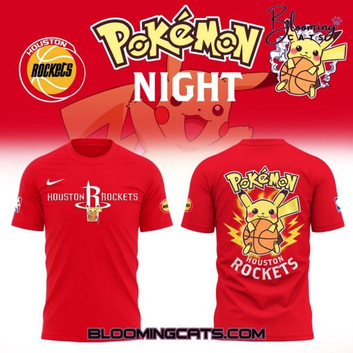 Houston Rockets x Pokemon Night 2025 Limited Edition Red T-shirt