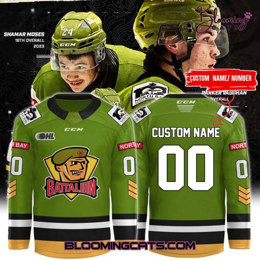 North Bay Battalion x Ontario Hockey League Green Jersey