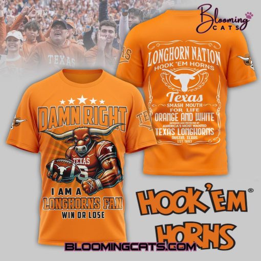 Texas Longhorns Football Damn Right Orange and White Shirt