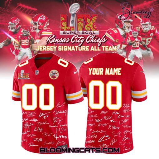 Kansas City Chiefs Champions Super Bowl 2025 Signature All Team Football Jersey