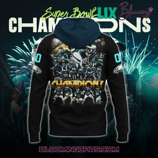 Philadelphia Eagles Champions Super Bowl 2025 Black Hoodie