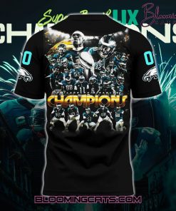 Philadelphia Eagles Champions Super Bowl 2025 Black Tshirt