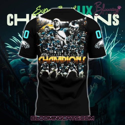 Philadelphia Eagles Champions Super Bowl 2025 Black T-shirt