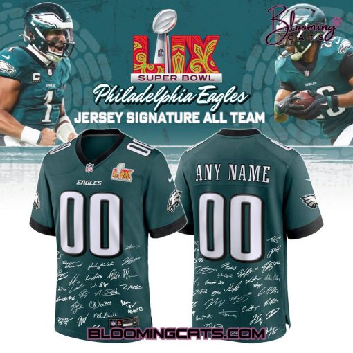 Philadelphia Eagles Champions Super Bowl 2025 Signature All Team Football Jersey