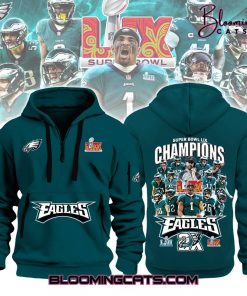 Philadelphia Eagles Super Bowl Champions 2025 Quarter Zip Hoodie