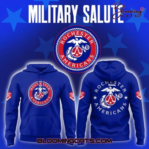 Rochester Americans Military Salute 2025 Limited Edition Blue Hoodie