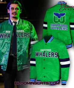 Carolina Hurricanes NHL Whalers 2025 Green Bomber Jacket