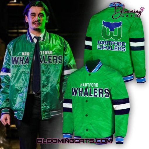 Carolina Hurricanes NHL Whalers 2025 Green Bomber Jacket