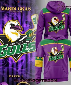 San Diego Gulls x Mardi Gras 2425 Limited Edition Purple Hoodie