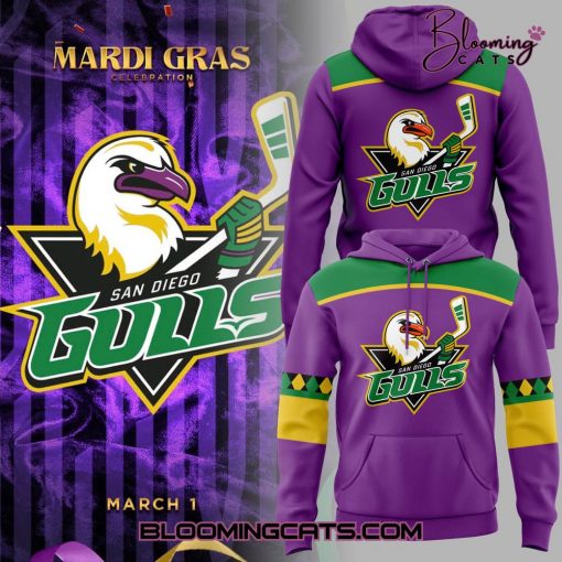 San Diego Gulls x Mardi Gras 24-25 Limited Edition Purple Hoodie