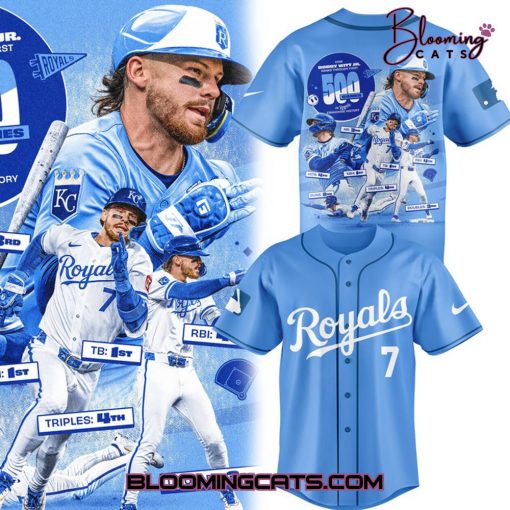 Kansas City Royals Bobby Witt Jr Five Hundred Games In Baseball Jersey
