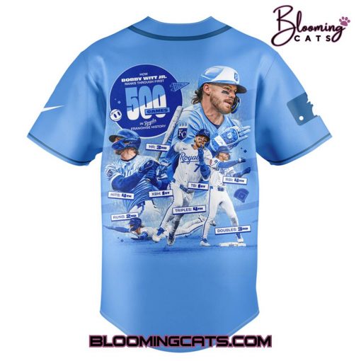 Kansas City Royals Bobby Witt Jr Five Hundred Games In Baseball Jersey