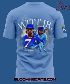 Kansas City Royals Bobby Witt Jr Hand Sign Signature Blue Tshirt