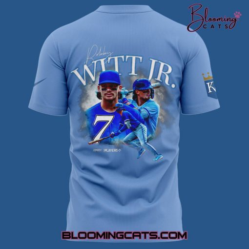 Kansas City Royals Bobby Witt Jr Hand Sign Signature Blue T-shirt