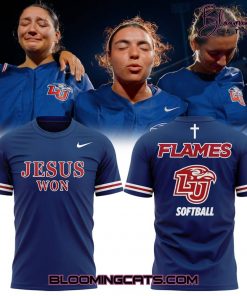 Liberty Lady Flames Praise Be To God! “JESUS WON” T-Shirt
