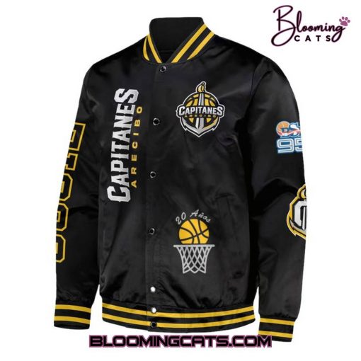 Capitanes de Arecibo BSN 2025 Full-Zip Black Bomber Jacket
