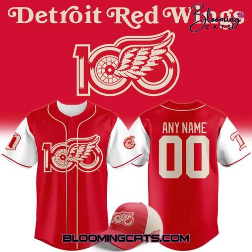 Detroit Red Wings 100 YEARS OF HOCKEYTOWN Special Baseball Jersey