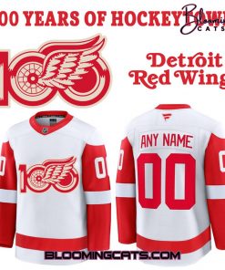 Detroit Red Wings 100 YEARS OF HOCKEYTOWN Special White Hockey Jersey