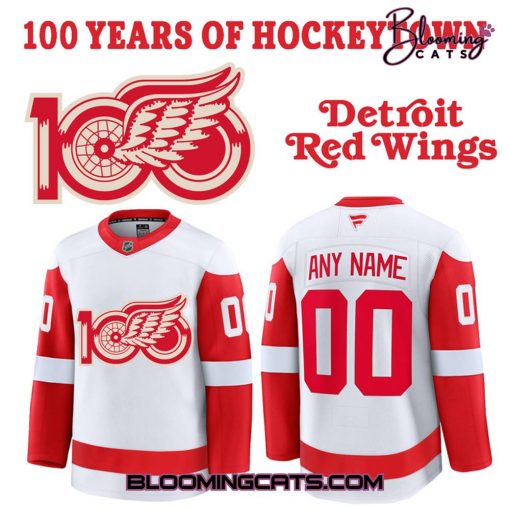 Detroit Red Wings 100 YEARS OF HOCKEYTOWN Special White Hockey Jersey