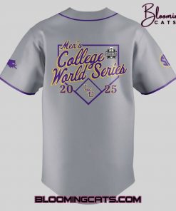 LSU Tigers Mens College World Series 2025 Grey Jersey