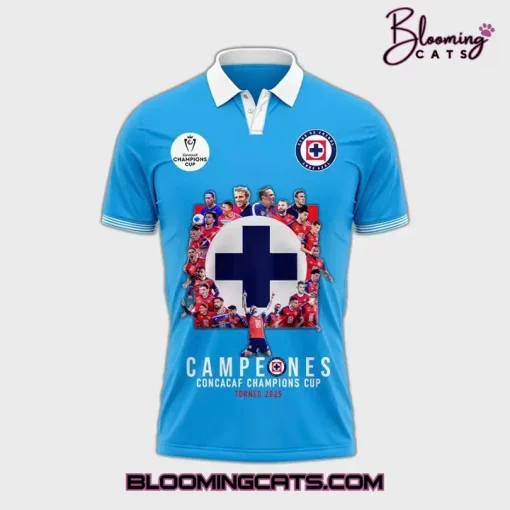Cruz Azul Football Campeones Concacaf Champions Cup Torneo 2025 Polo Shirt