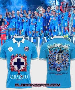 Cruz Azul Football Campeones Concacaf Champions Cup Torneo 2025 Polo Shirt