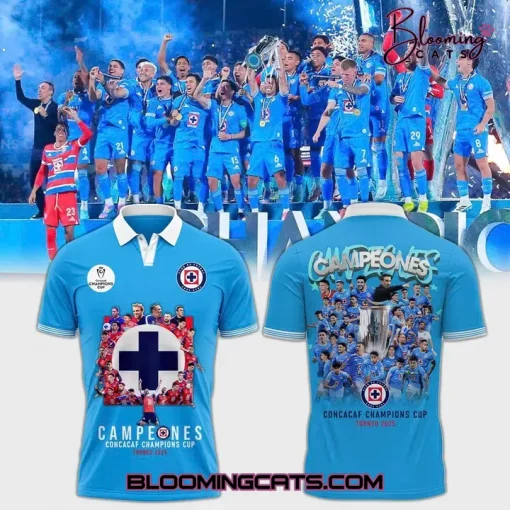 Cruz Azul Football Campeones Concacaf Champions Cup Torneo 2025 Polo Shirt