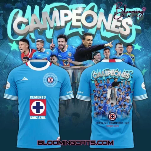 Cruz Azul Football Campeones Concacaf Champions Cup Torneo 2025 T-Shirt
