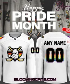 Anaheim Ducks Happy Pride Month 2025 Personalized Hockey Jersey