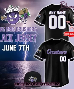 Lake Erie Crushers Special Black Personalized Baseball Jersey