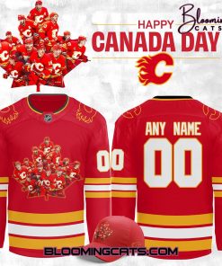 Calgary Flames 2025 Canada Day Custom Hockey Jersey