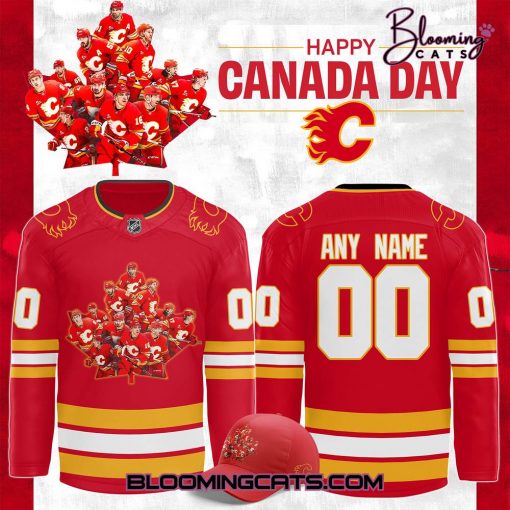 Calgary Flames 2025 Canada Day Custom Hockey Jersey
