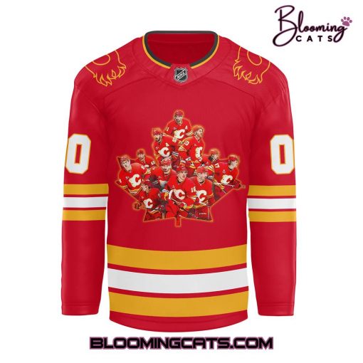 Calgary Flames 2025 Canada Day Custom Hockey Jersey