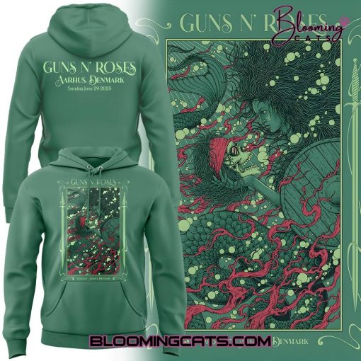 Guns N’ Roses World Tour to Aarhus 2025 Limited Edition Green Hoodie