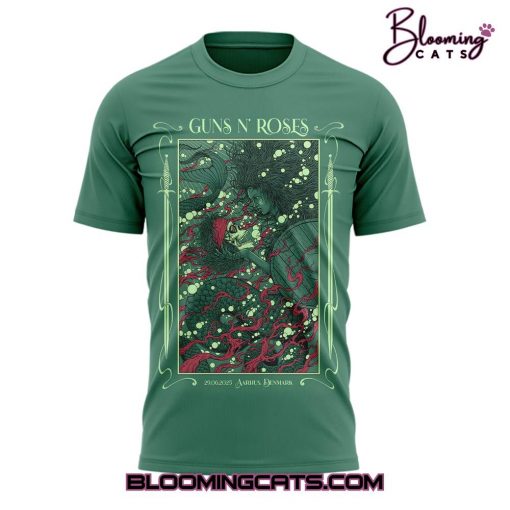 Guns N’ Roses World Tour to Aarhus 2025 Limited Edition Green Shirt