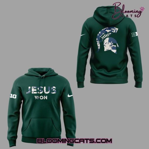 Michigan State Jesus Won 2025 Green Hoodie