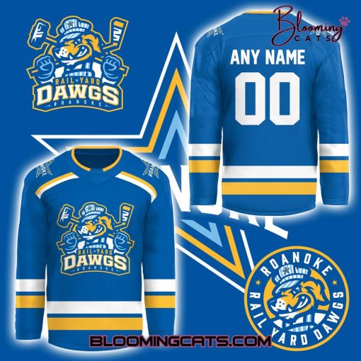 Roanoke Rail Yard Dawgs Special New Logo Custom Hockey Jersey – Blue