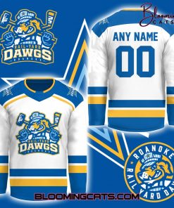 Roanoke Rail Yard Dawgs Special New Logo Custom Hockey Jersey – White