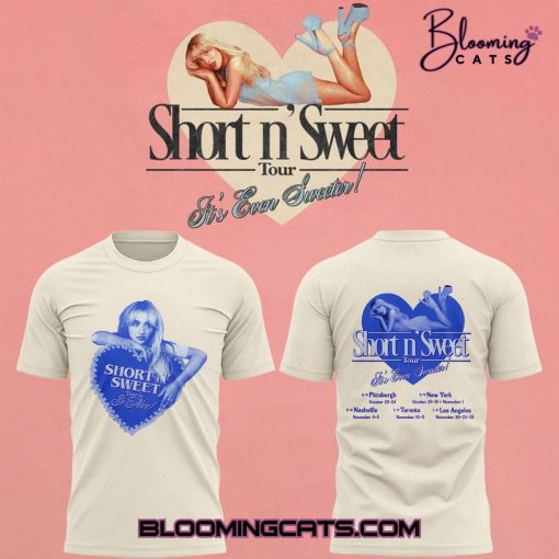 Sabrina Carpenter Short n’ Sweet Tour T-Shirt – Cream – Limited Edition